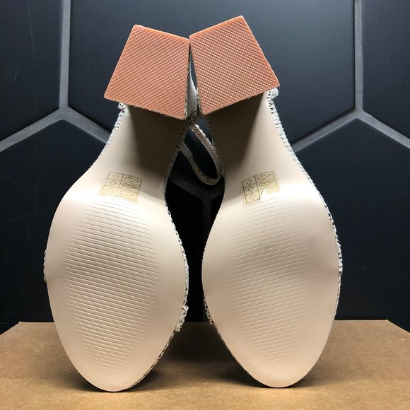 Womens Public Desire Natural Snakeskin Block Heeled Heels Summer Dressy Size 8 - Picture 5 of 6